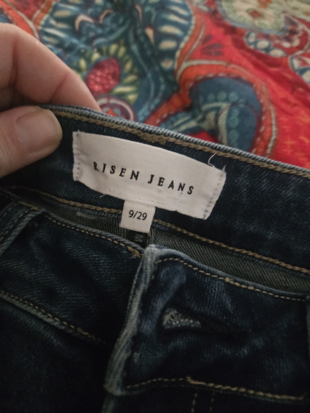 Risen Midrise Tapered Jeans in Dark Blue with Distressed Detail - Picture 6 of 11